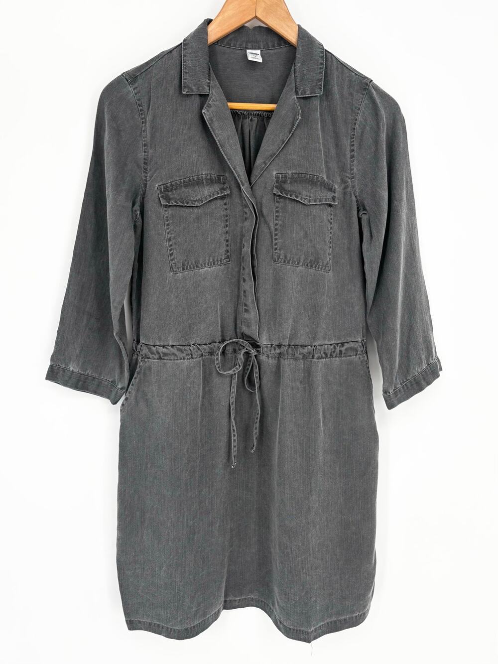 Old Navy Gray Tencel Tie-belt Utility Dress Size XS